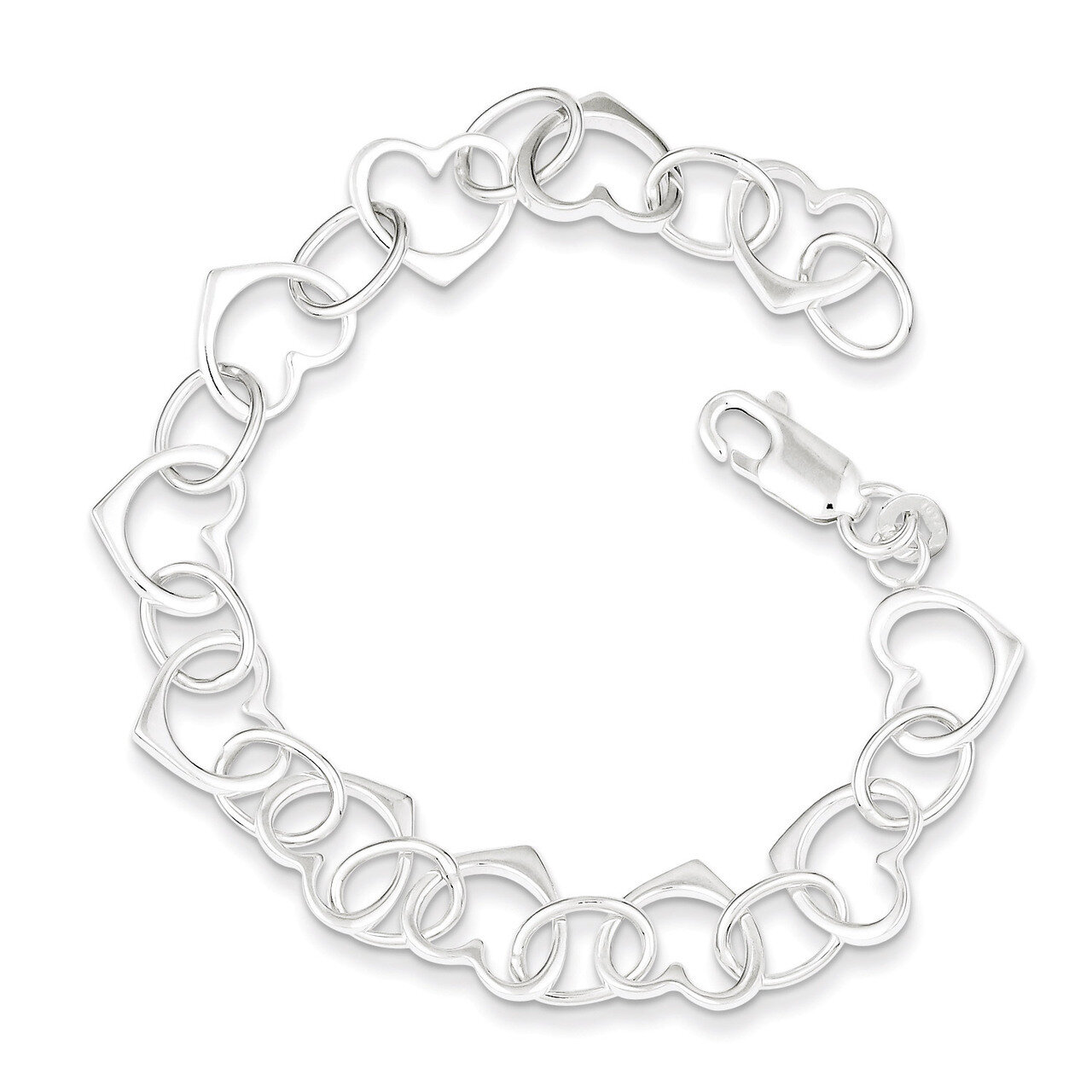 7 Inch Heart Link Bracelet Sterling Silver QG1469-7, MPN: QG1469-7, 883957947464