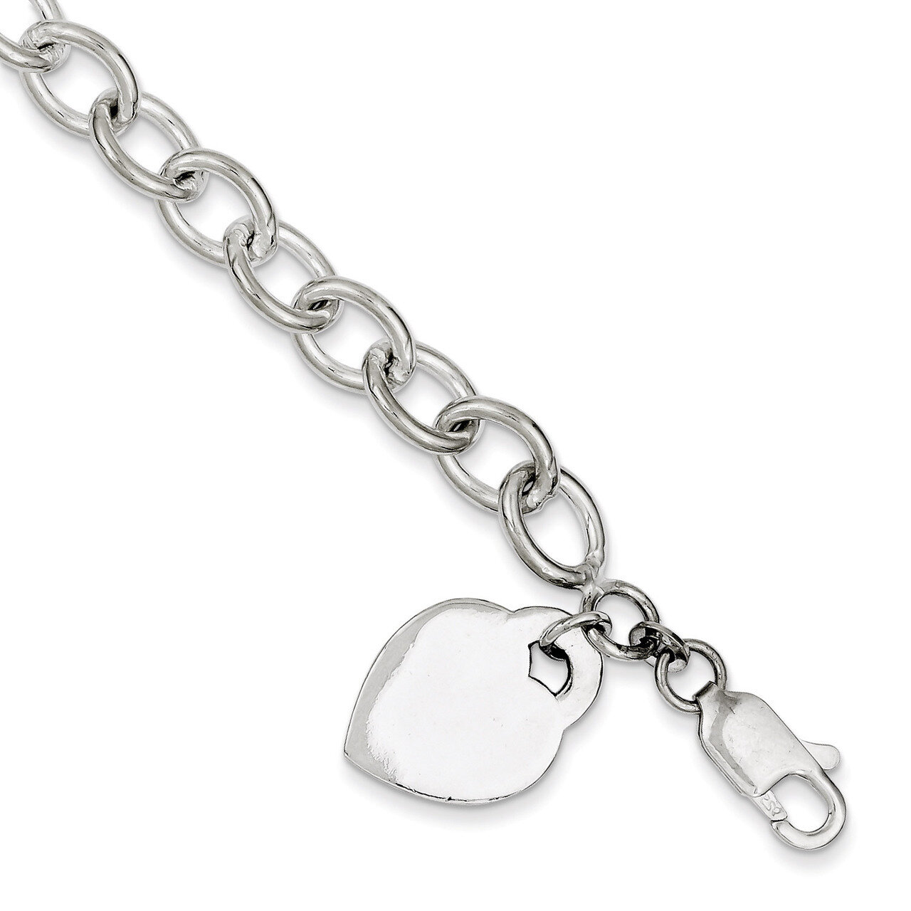 7.25 Inch Heart Charm Bracelet Sterling Silver QG1475-7.25, MPN: QG1475-7.25, 883957947525