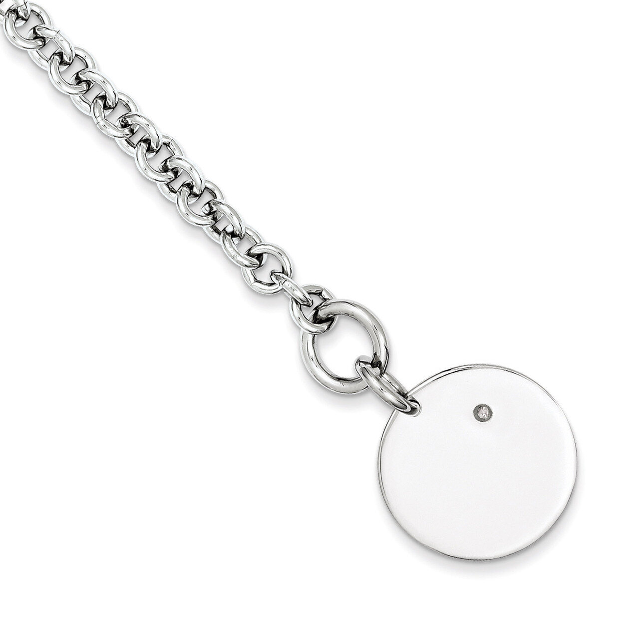7.5 Inch .03ct Diamond Disc Bracelet Sterling Silver QG1498-7.5, MPN: QG1498-7.5, 886774114736