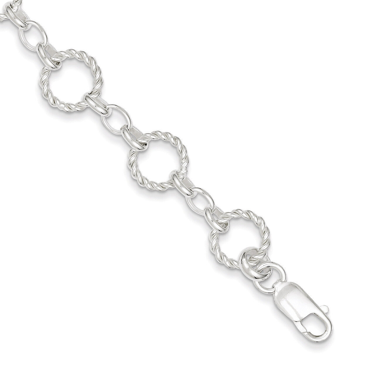 7.25 Inch Twist Circle Link Bracelet Sterling Silver QG1527-7.25