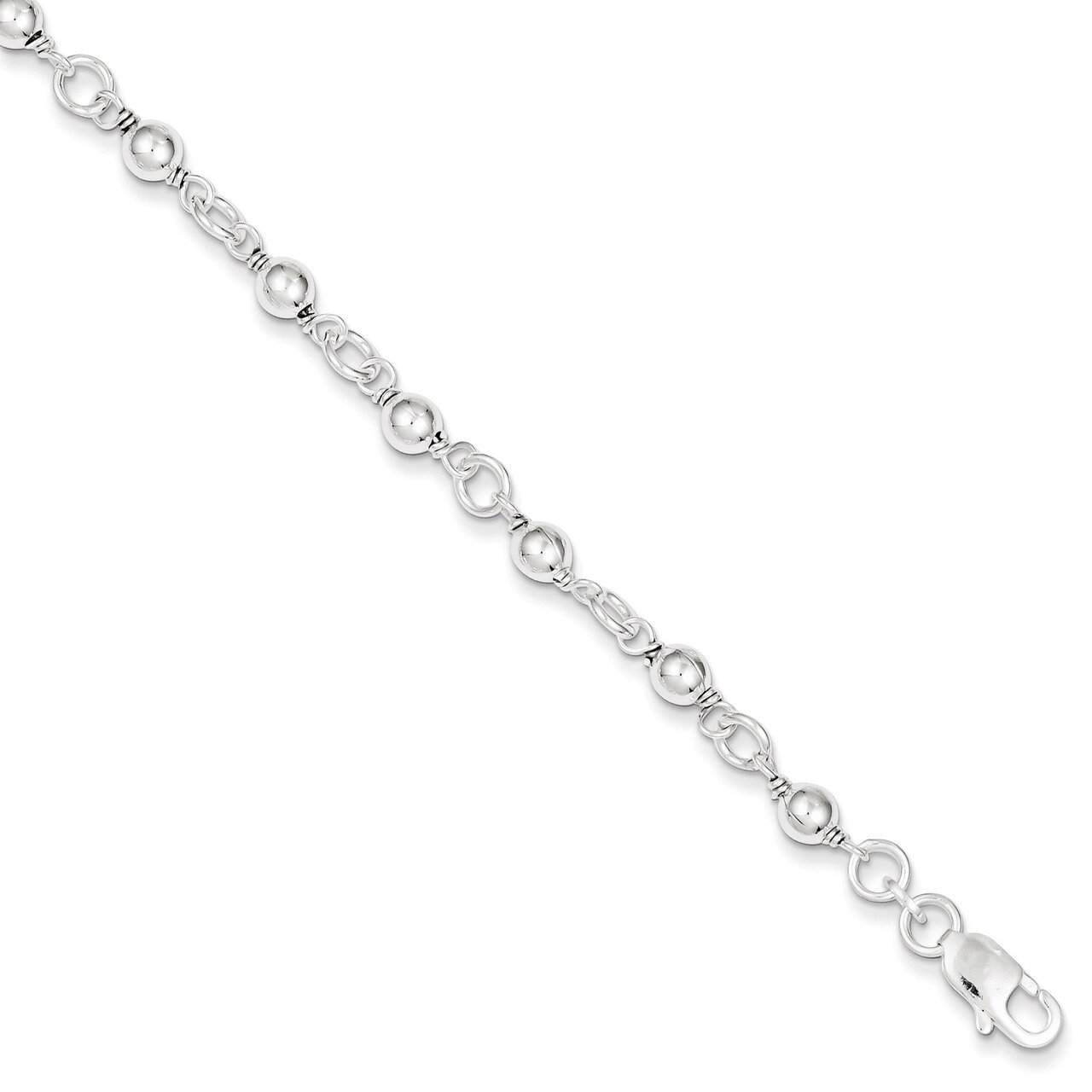 7 Inch Bead &amp; Ball Bracelet Sterling Silver QG1628-7, MPN: QG1628-7, 883957947952