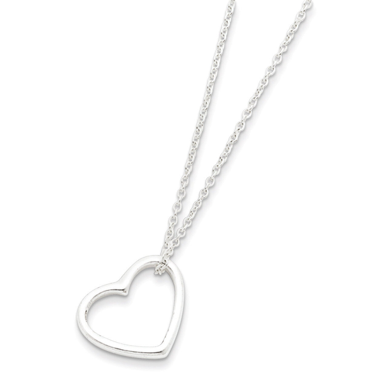 16 Inch Heart 14 IN 2 In EXT Necklace Sterling Silver QG2079-16, MPN: QG2079-16, 883957948355