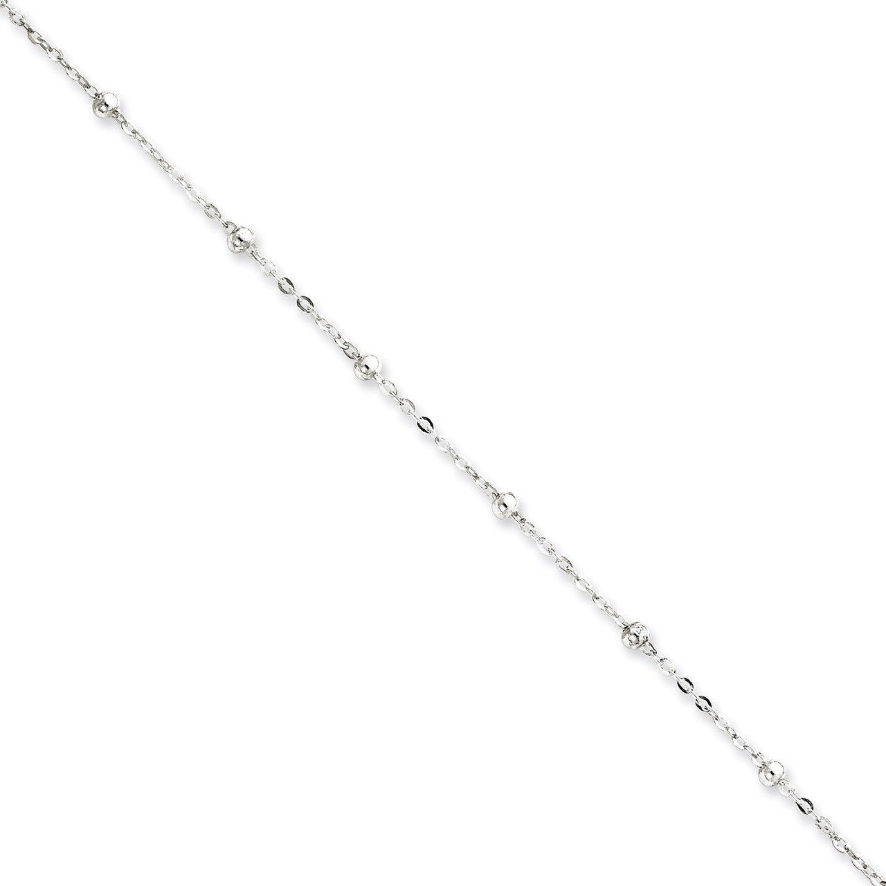 9 Inch 1mm Beaded Chain Anklet Sterling Silver QG2136-9