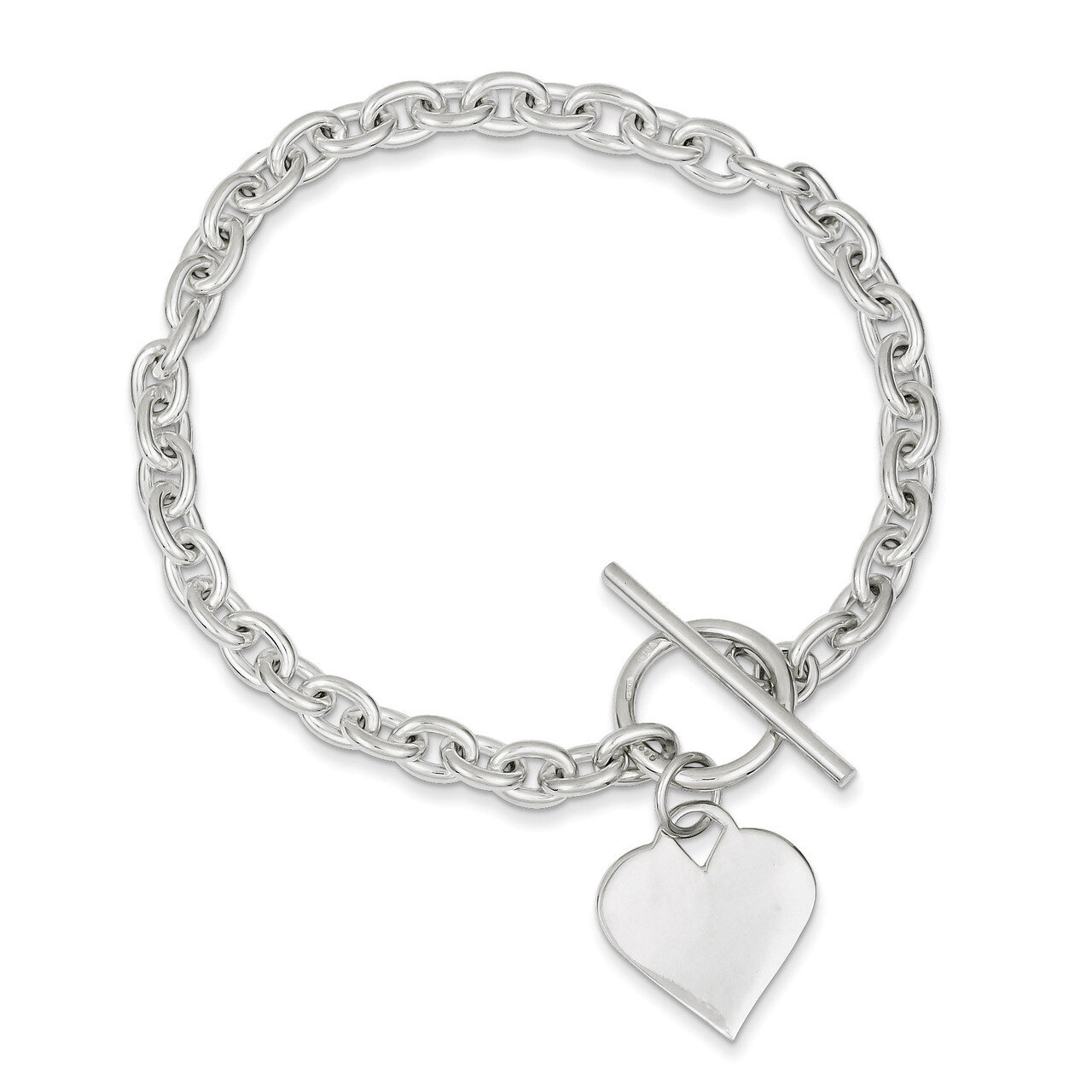 8 Inch Heart Toggle Bracelet Sterling Silver QG2170-8
