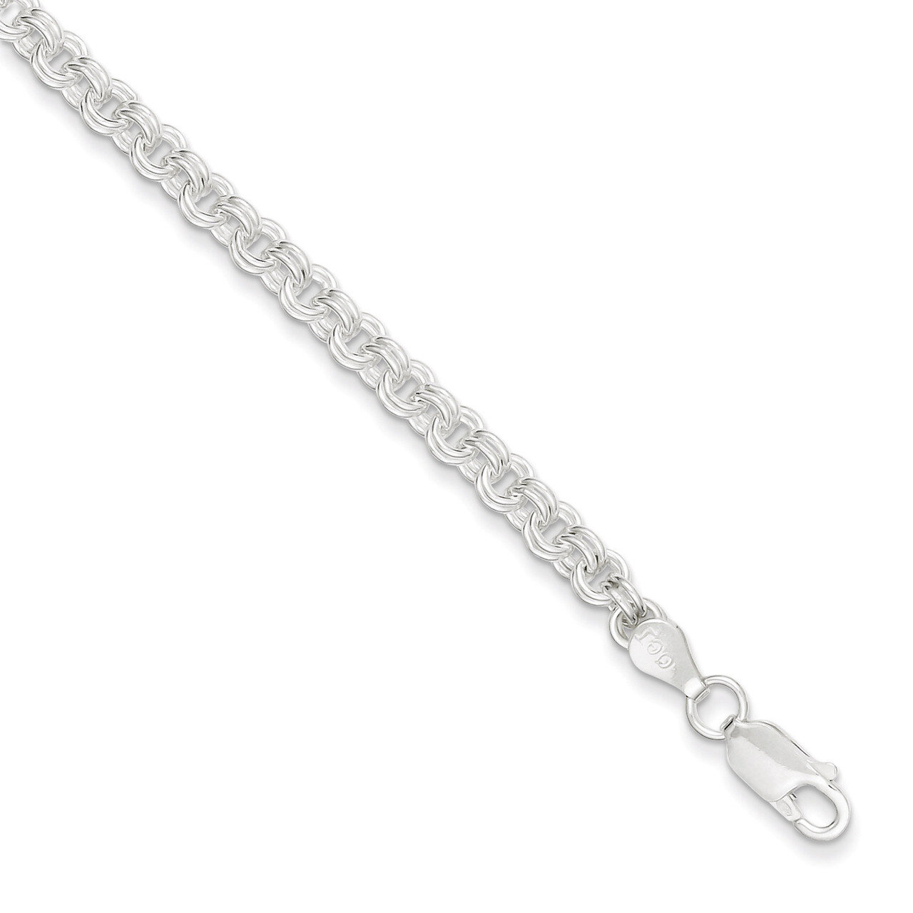 7 Inch 4mm Double Link Charm Bracelet Sterling Silver QG2201-7