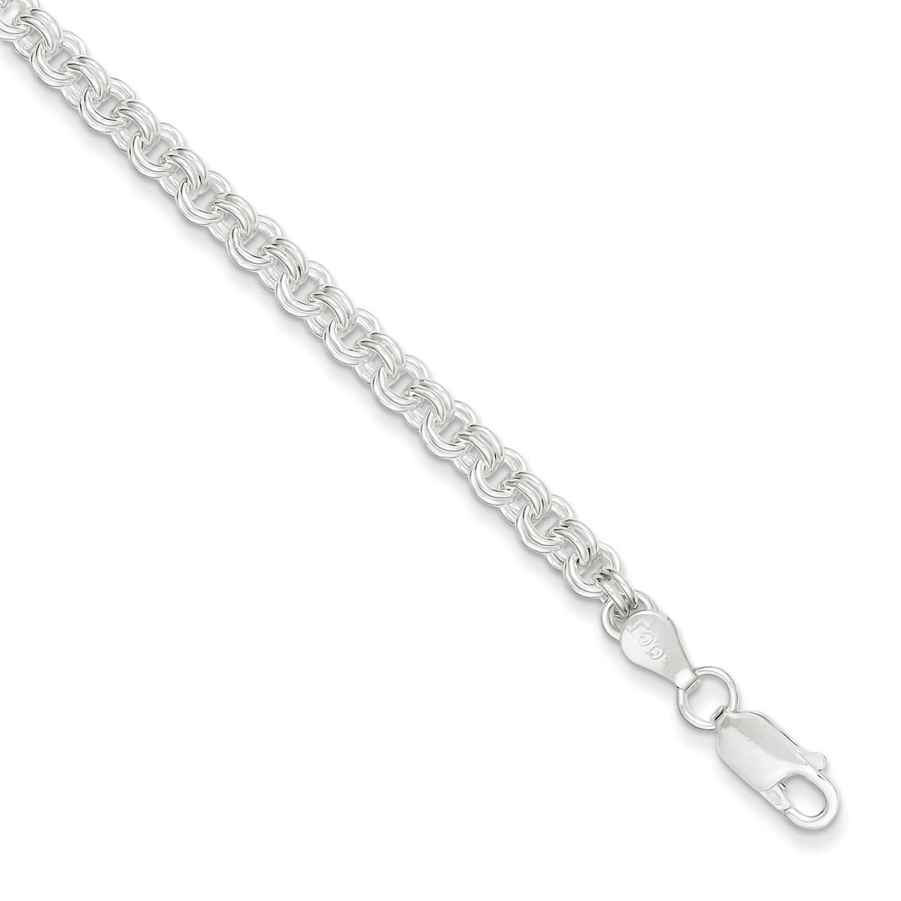8 Inch 4mm Double Link Charm Bracelet Sterling Silver QG2201-8, MPN: QG2201-8, 883957948775