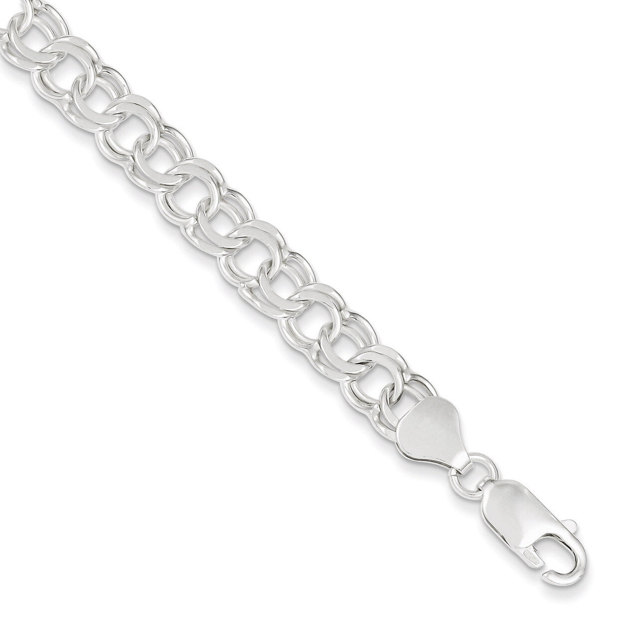 8 Inch 7.6mm Charm Link Sterling Silver QG2205-8, MPN: QG2205-8, 191101296048