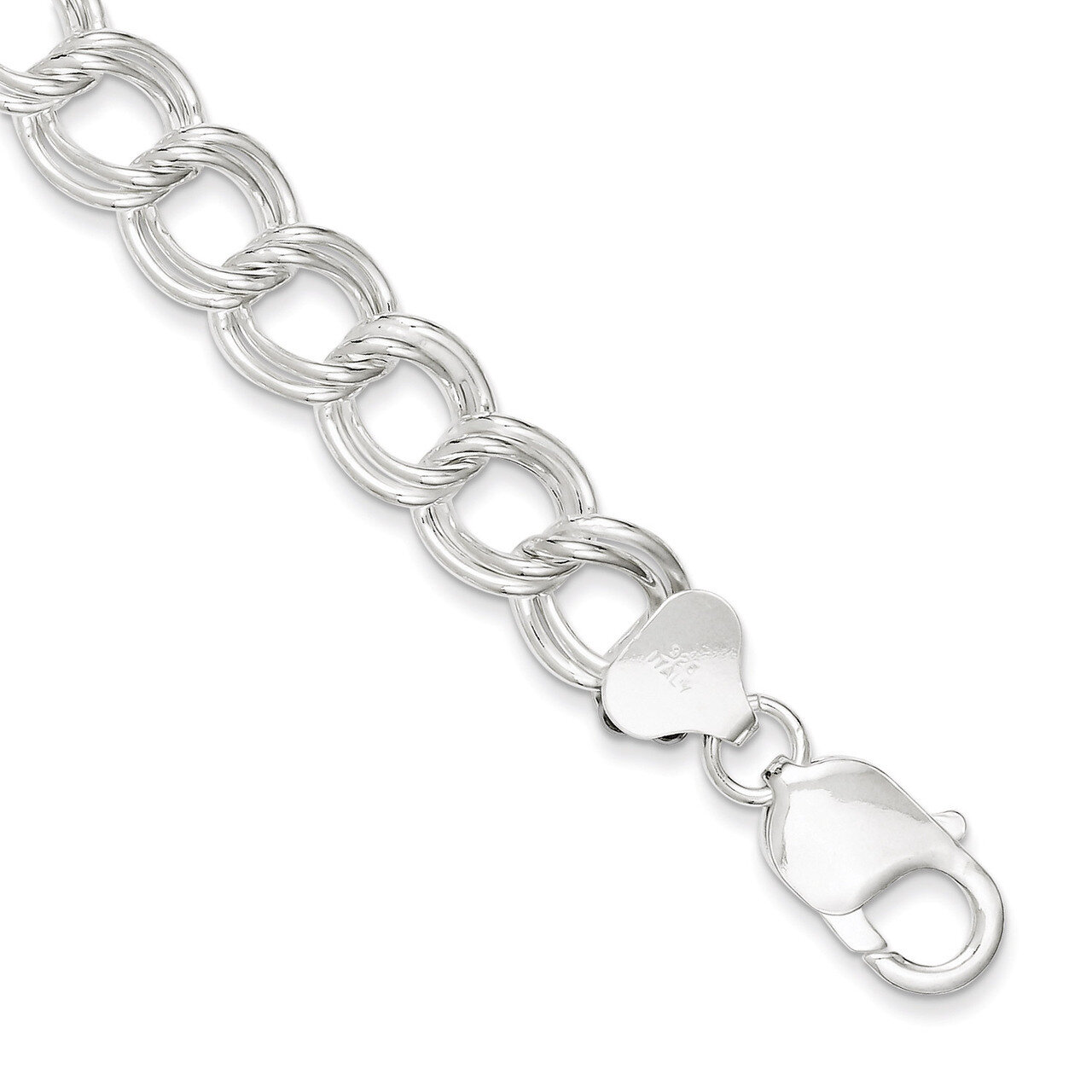 8.5 Inch 10.5mm Double Link Charm Bracelet Sterling Silver QG2211-8.5