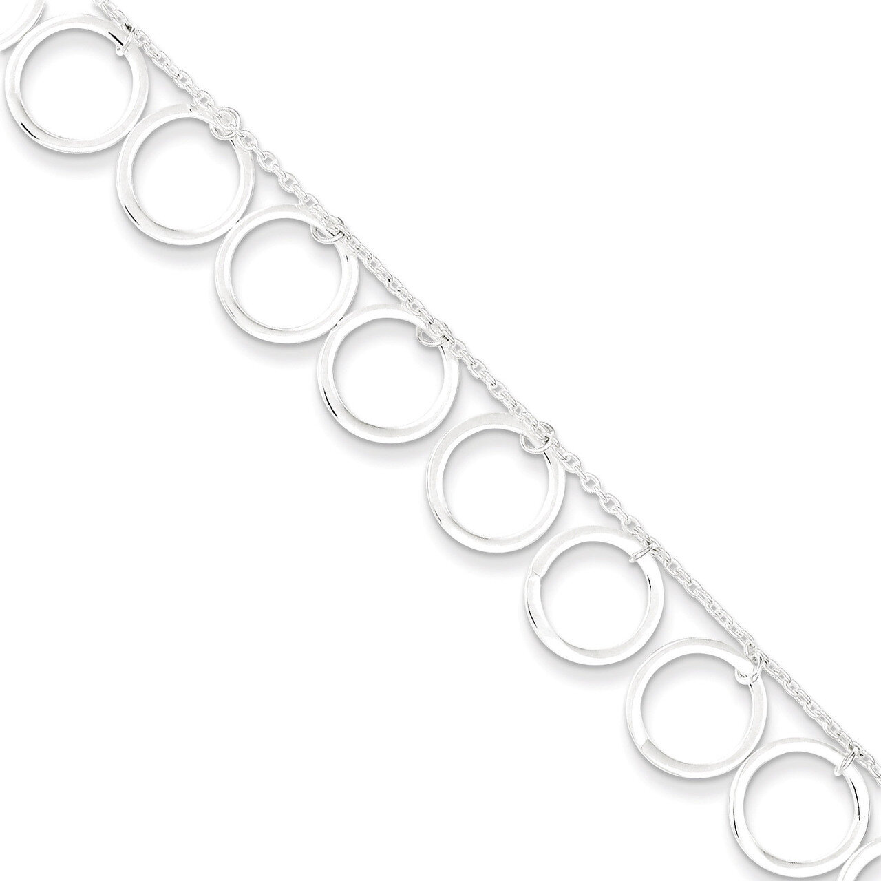 10 Inch Dangle Circles Anklet Sterling Silver QG2343-10