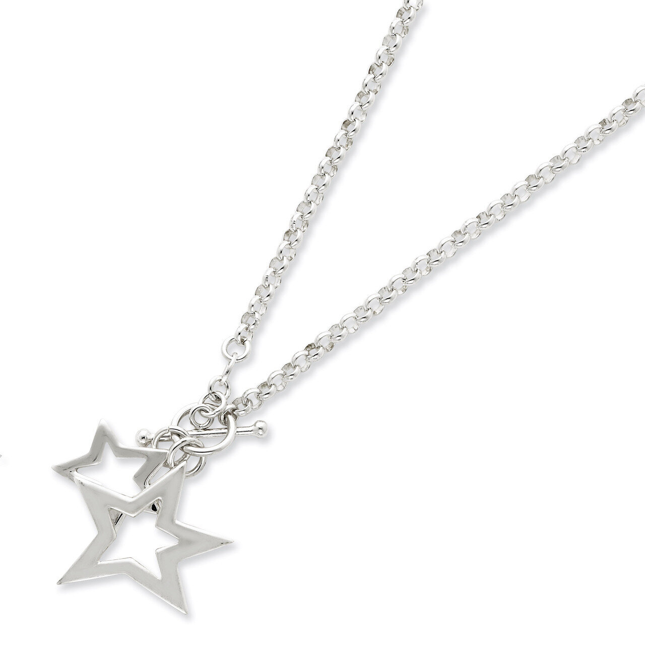 16 Inch Stars Necklace Sterling Silver Fancy QG2472-16