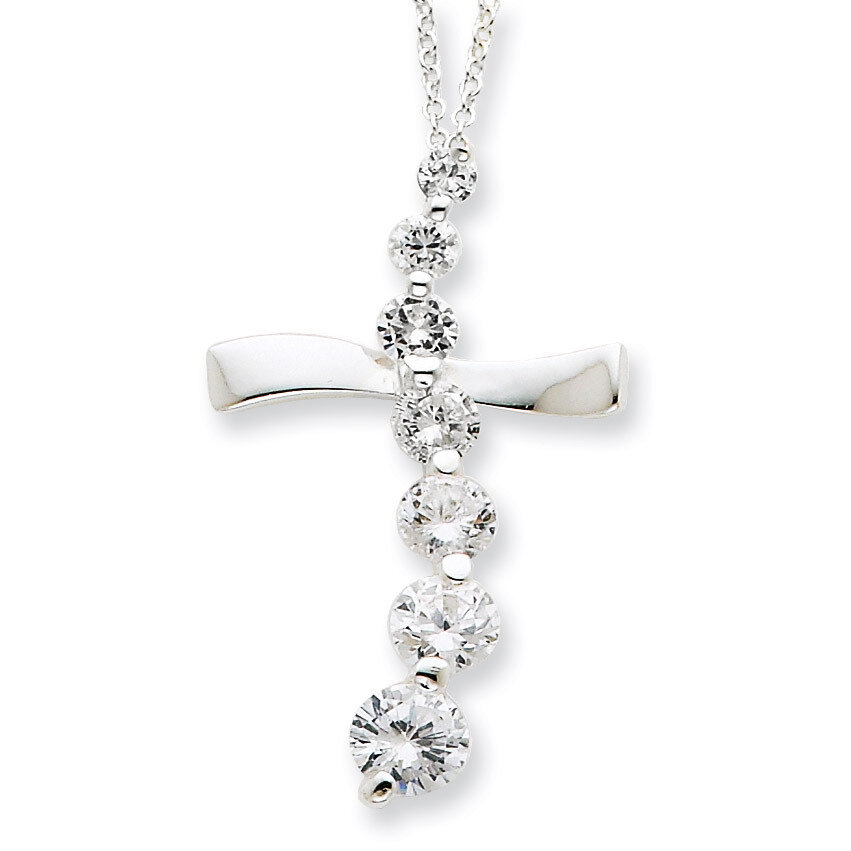 18 Inch Cross Journey Necklace Sterling Silver Diamond QG2645-18, MPN: QG2645-18, 723252563221
