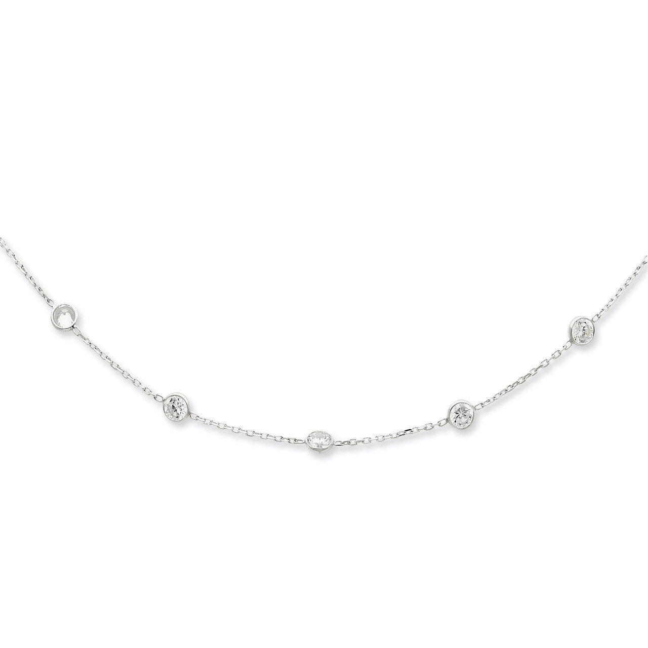18 Inch Clear 4mm Diamond Necklace Sterling Silver QG2647-18, MPN: QG2647-18, 886774372877