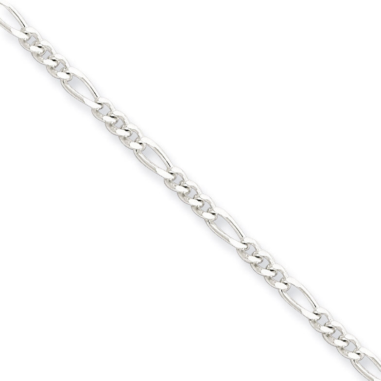 9 Inch Polished Figaro with Extension Anklet Diamond-cut Sterling Silver QG2759-9