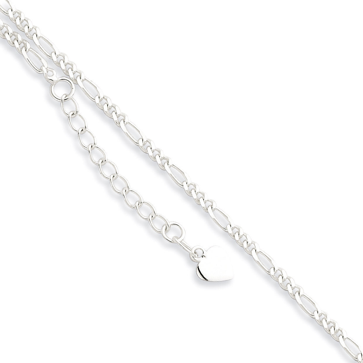9 Inch Polished Figaro Anklet Sterling Silver QG2760-9, MPN: QG2760-9, 886774961576