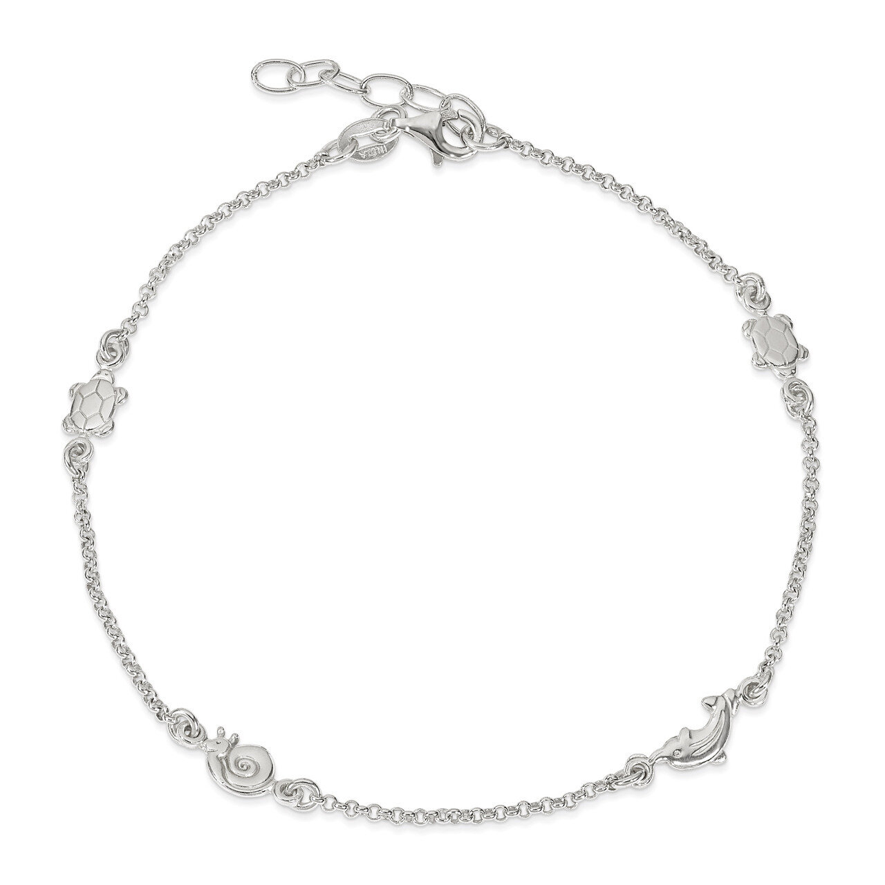 9 Inch Animal with &amp; Extension Anklet Sterling Silver Polished QG2780-9, MPN: QG2780-9, 886774988191
