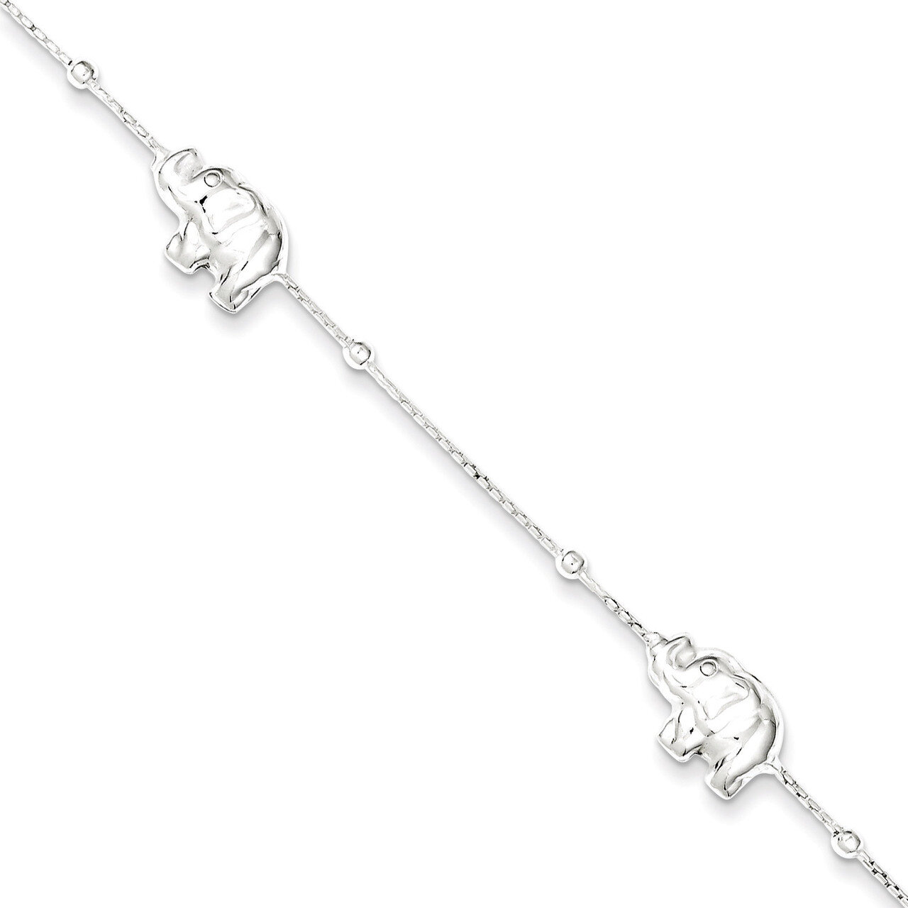 9 Inch Elephant with &amp; 2 Inch Extension Anklet Sterling Silver Polished QG2799-9, MPN: QG2799-9, 88…