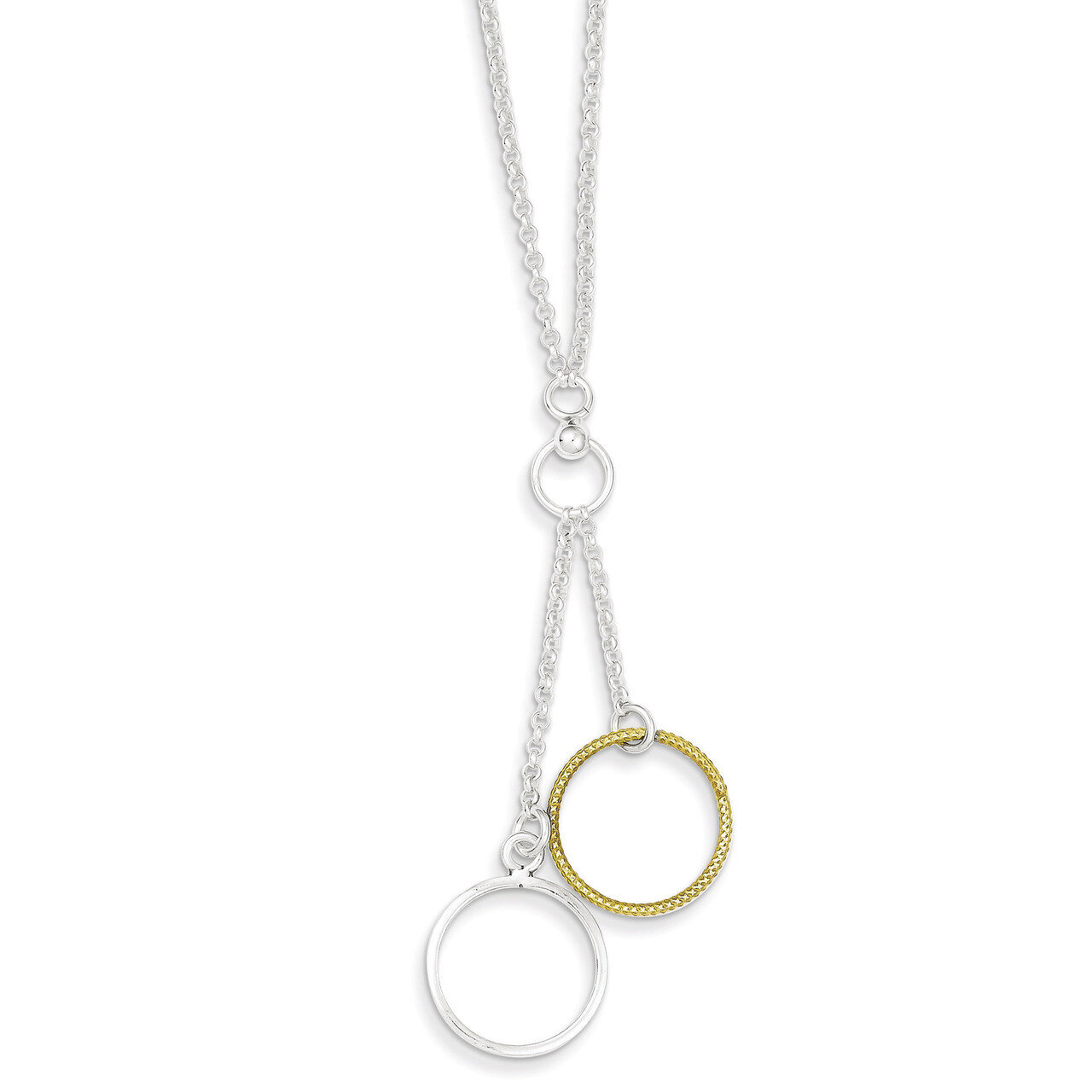 18 Inch Vermeil Polished Fancy Circle Drop Necklace Sterling Silver QG2872-18