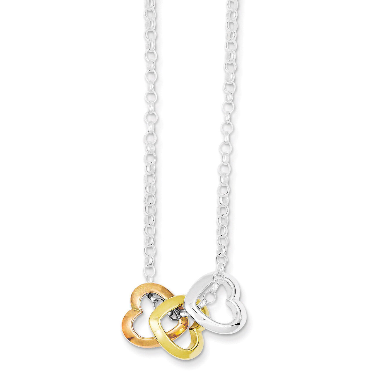 18 Inch Vermeil Polished Fancy Heart Necklace Sterling Silver QG2897-18, MPN: QG2897-18, 1911012945…