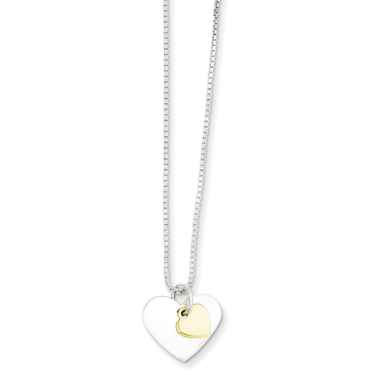 18 Inch Vermeil Polished Fancy Heart Necklace Sterling Silver QG2900-18, MPN: QG2900-18, 1911012951…