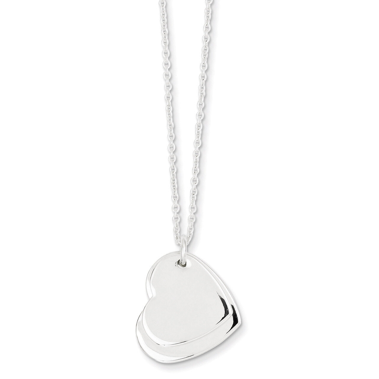 18 Inch Double Heart Necklace Sterling Silver Polished QG2902-18, MPN: QG2902-18, 191101293511