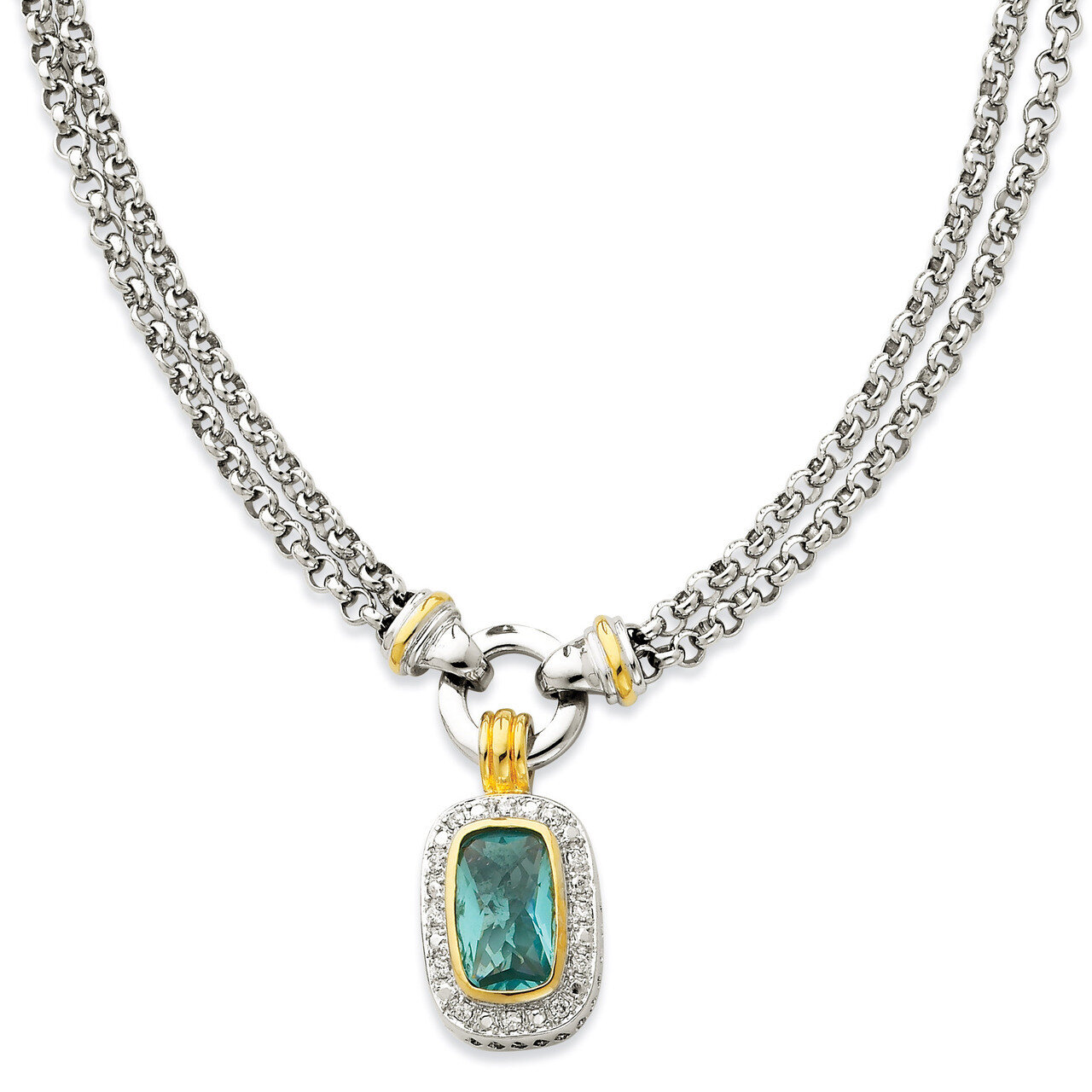 16 Inch Flash Gold-plated Diamond Necklace Sterling Silver QG2921-16, MPN: QG2921-16, 191101276088