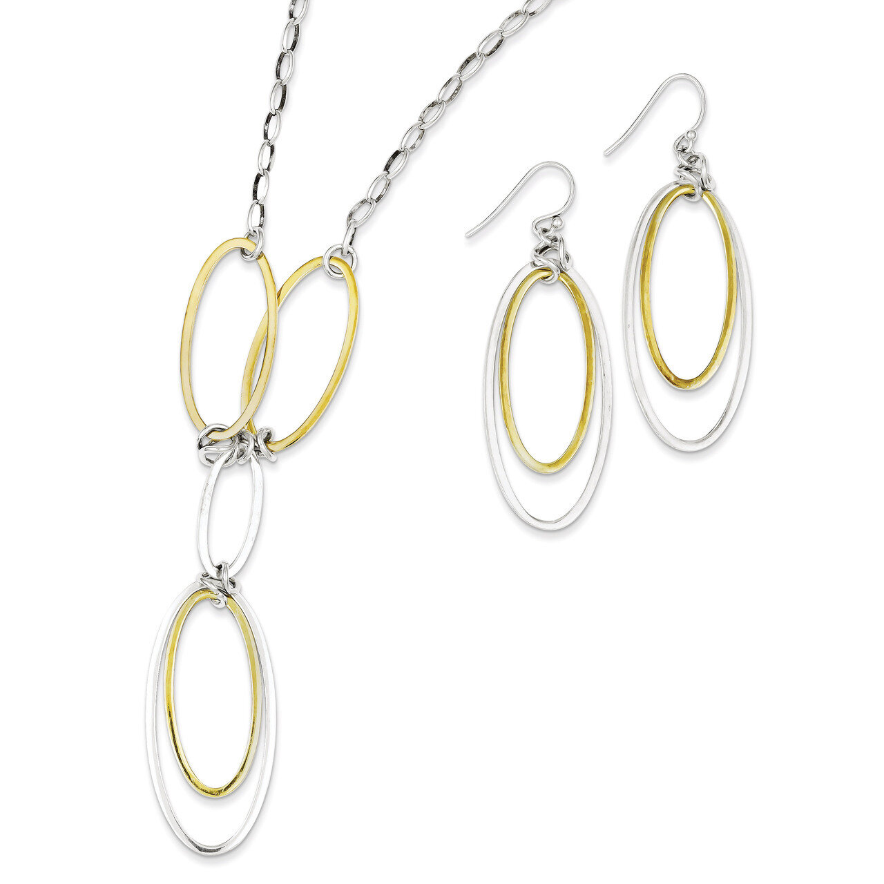Vermeil Polished Drop Necklace Earring Set Sterling Silver QG2983SET, MPN: QG2983SET, 191101294914