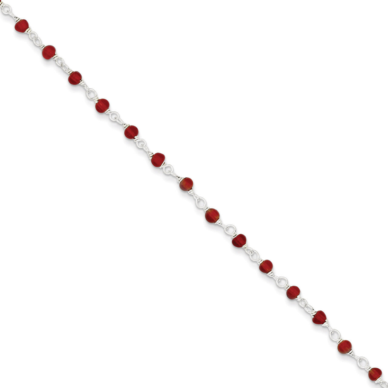 7.25 Inch Dark Red Diamond Polished Bracelet Sterling Silver QG2991-7.25, MPN: QG2991-7.25, 1911012…