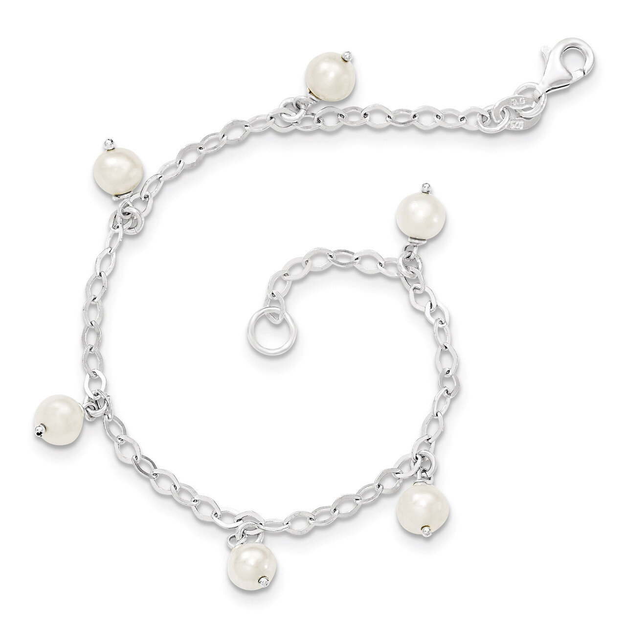 7.5 Inch White Cultured Pearl Bracelet Sterling Silver QG2995-7.5, MPN: QG2995-7.5, 191101293962