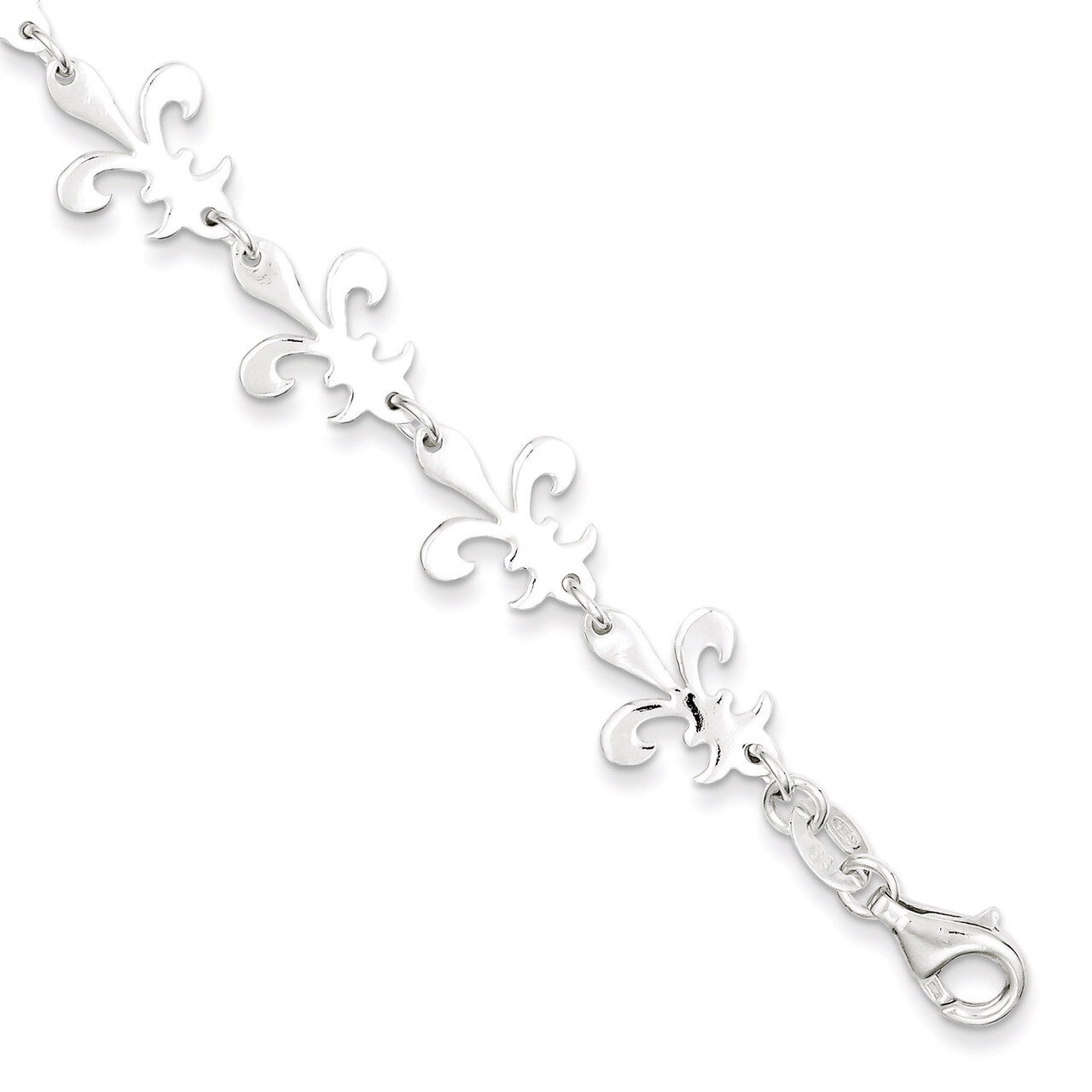 7.5 Inch Fleur De Lis Bracelet Sterling Silver Polished QG3004-7.5