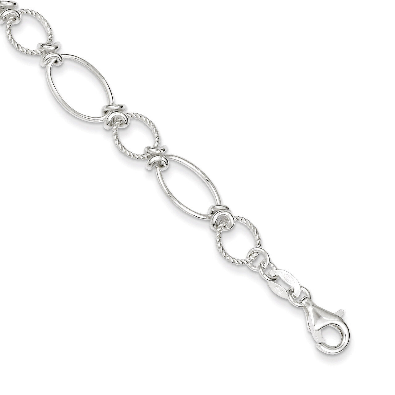 7.5 Inch Textured Fancy Circle Oval Link Bracelet Sterling Silver Polished QG3059-7.5, MPN: QG3059-…