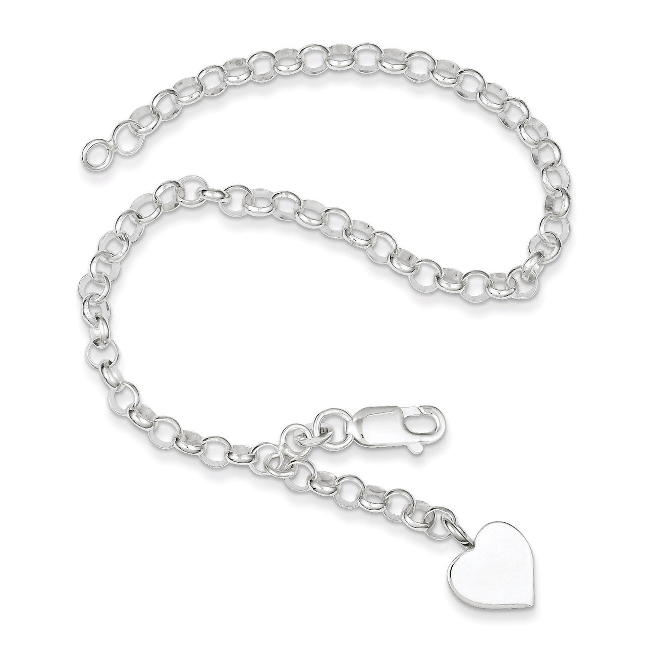 7.5 Inch Heart Bracelet Sterling Silver QG3086-7.5, MPN: QG3086-7.5, 191101295713