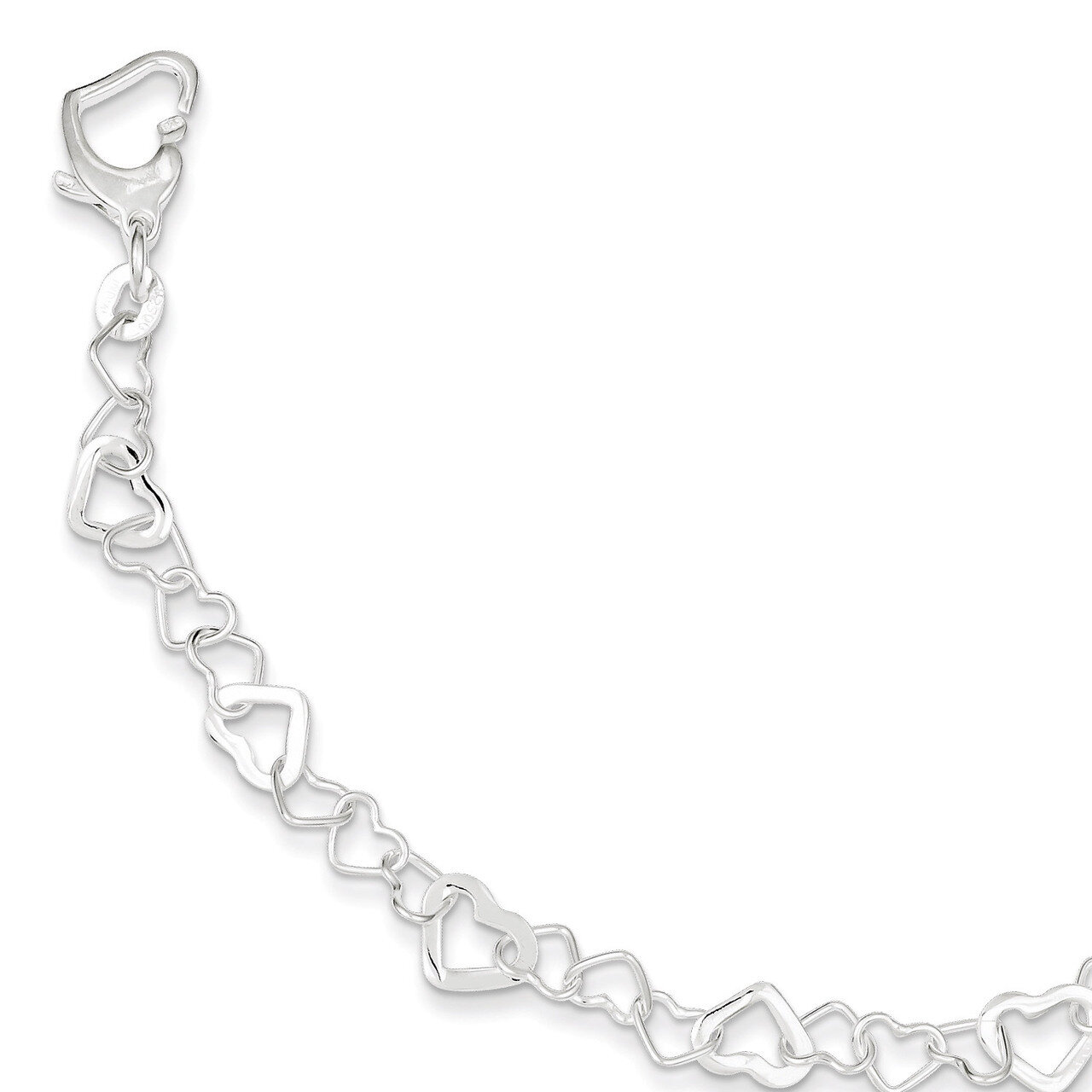 7.5 Inch Linked Heart Bracelet Sterling Silver QG3089-7.5, MPN: QG3089-7.5, 191101296086