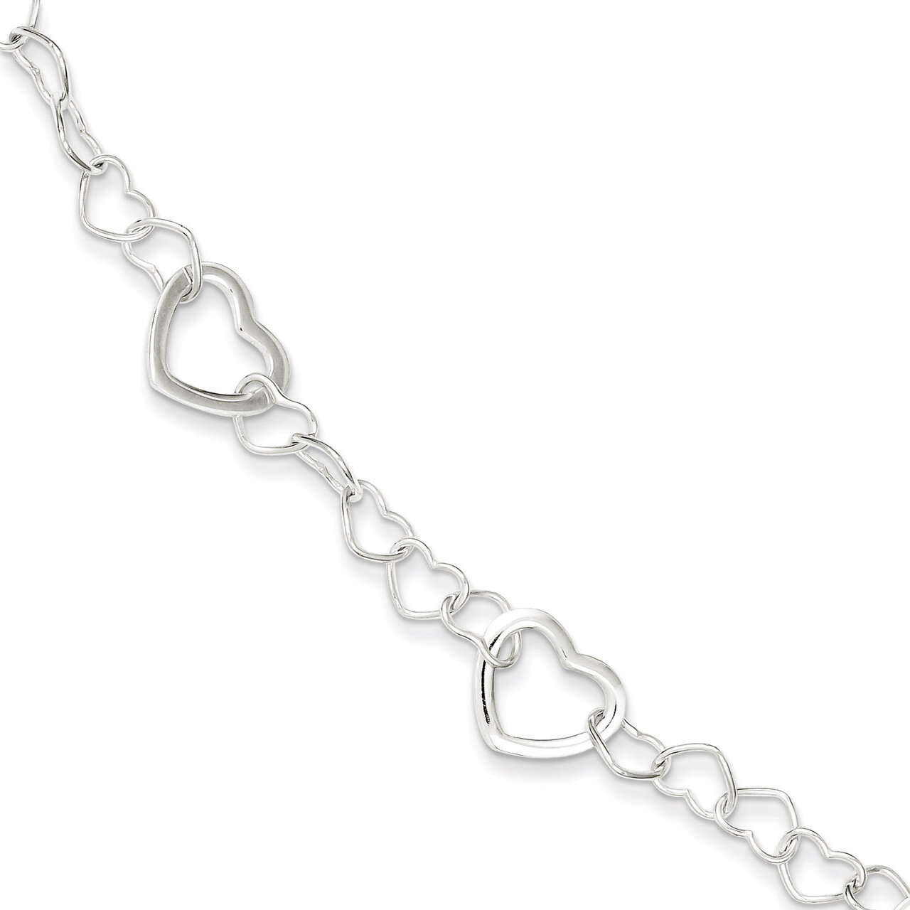 7.5 Inch Fancy Link Heart Bracelet Sterling Silver Polished QG3099-7.5, MPN: QG3099-7.5, 1911012944…