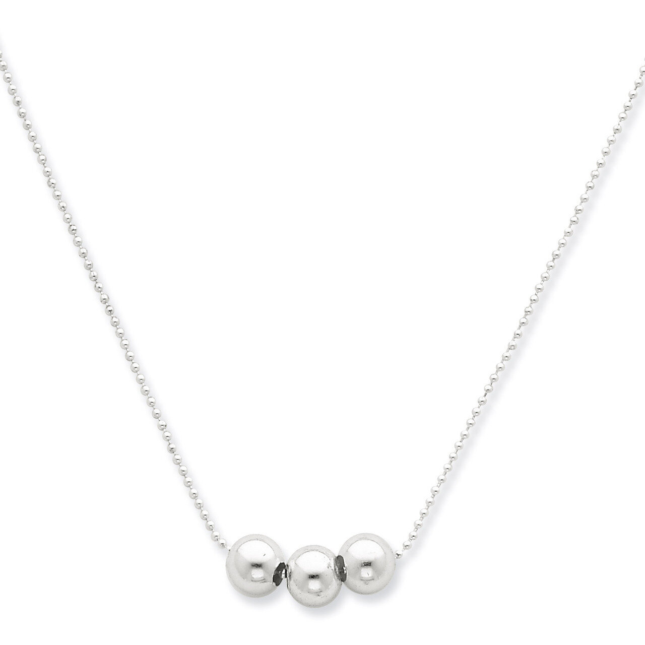 24 Inch 3 Bead Necklace Sterling Silver Polished QG3119-24, MPN: QG3119-24, 716838188321