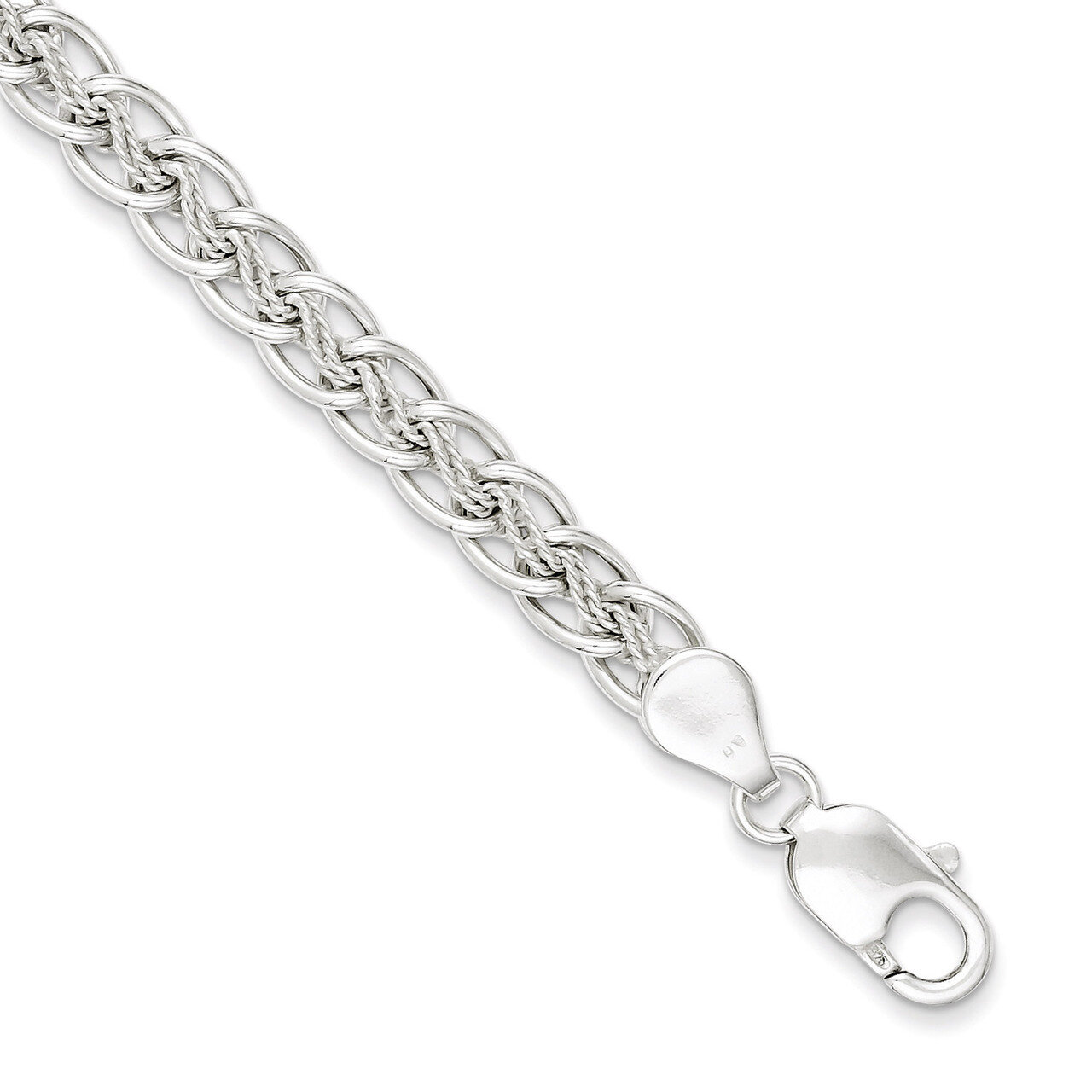 7.5 Inch Textured Fancy Bracelet Sterling Silver Polished QG3230-7.5