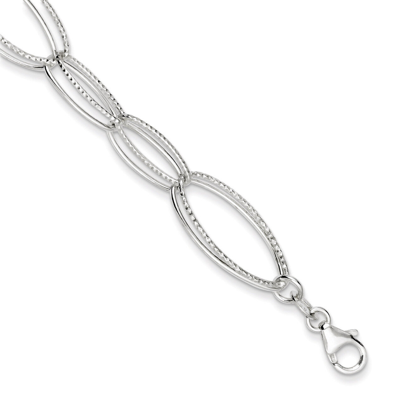 7.5 Inch Textured Oval Link Bracelet Sterling Silver Polished QG3239-7.5, MPN: QG3239-7.5, 19110129…