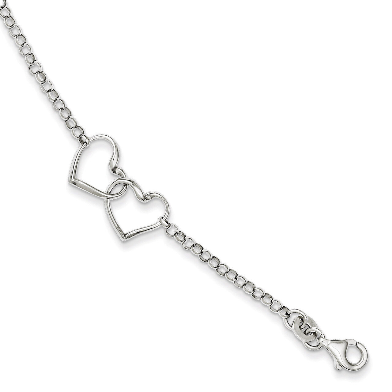 7.25 Inch Heart Bracelet Sterling Silver Rhodium-plated QG3271-7.25