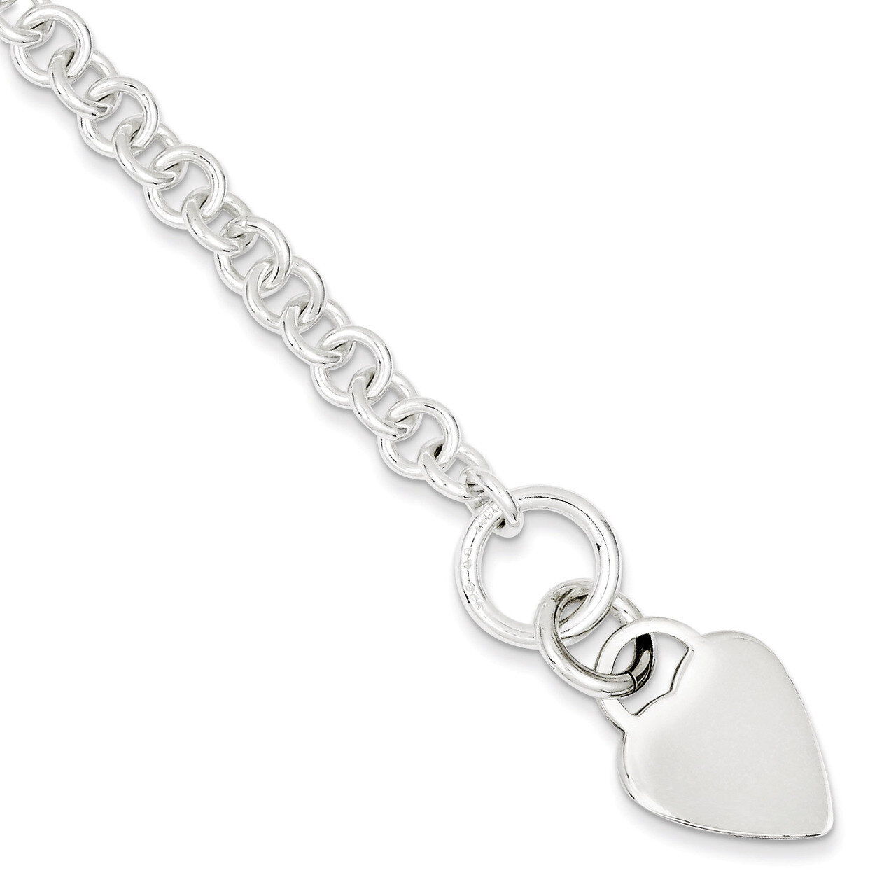 7.5 Inch Heart Bracelet Sterling Silver Polished QG3274-7.5, MPN: QG3274-7.5, 191101294174