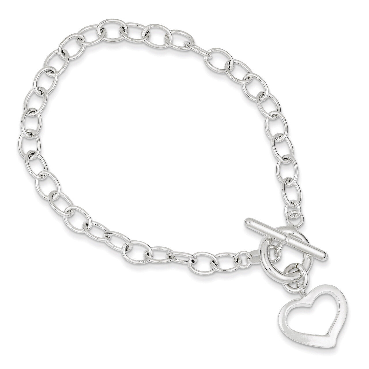 7.5 Inch Open Link Heart Bracelet Sterling Silver QG3278-7.5