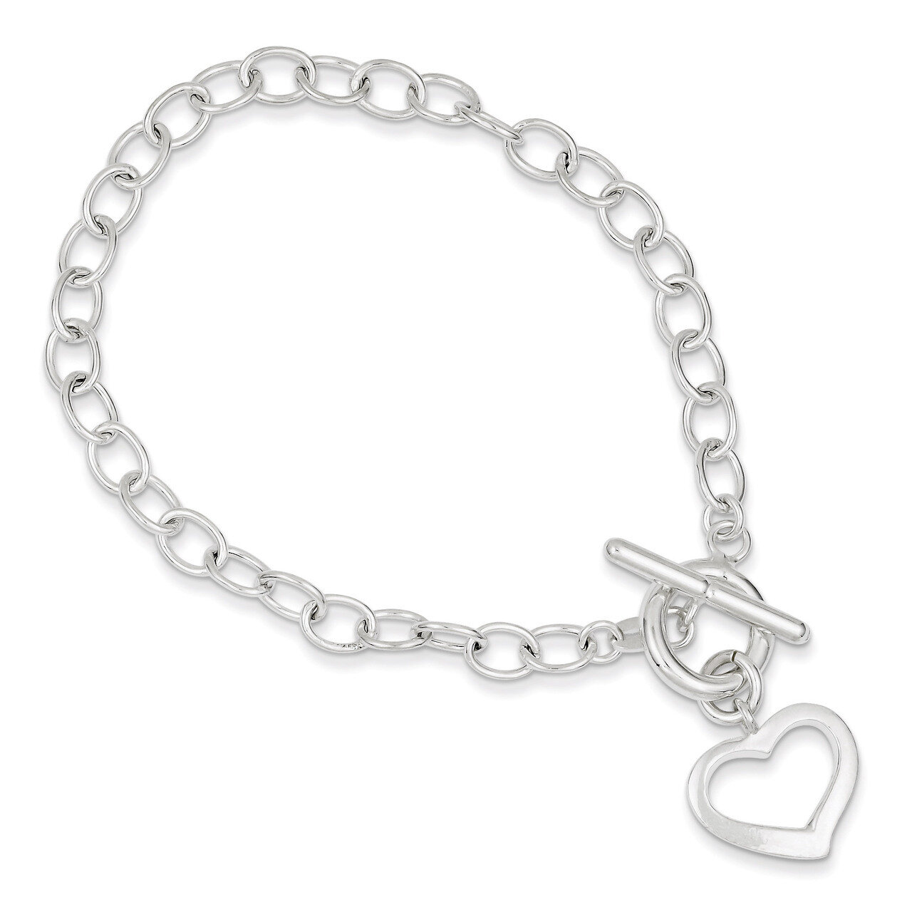 8.5 Inch Open Link Heart Bracelet Sterling Silver QG3278-8.5, MPN: QG3278-8.5, 191101293726
