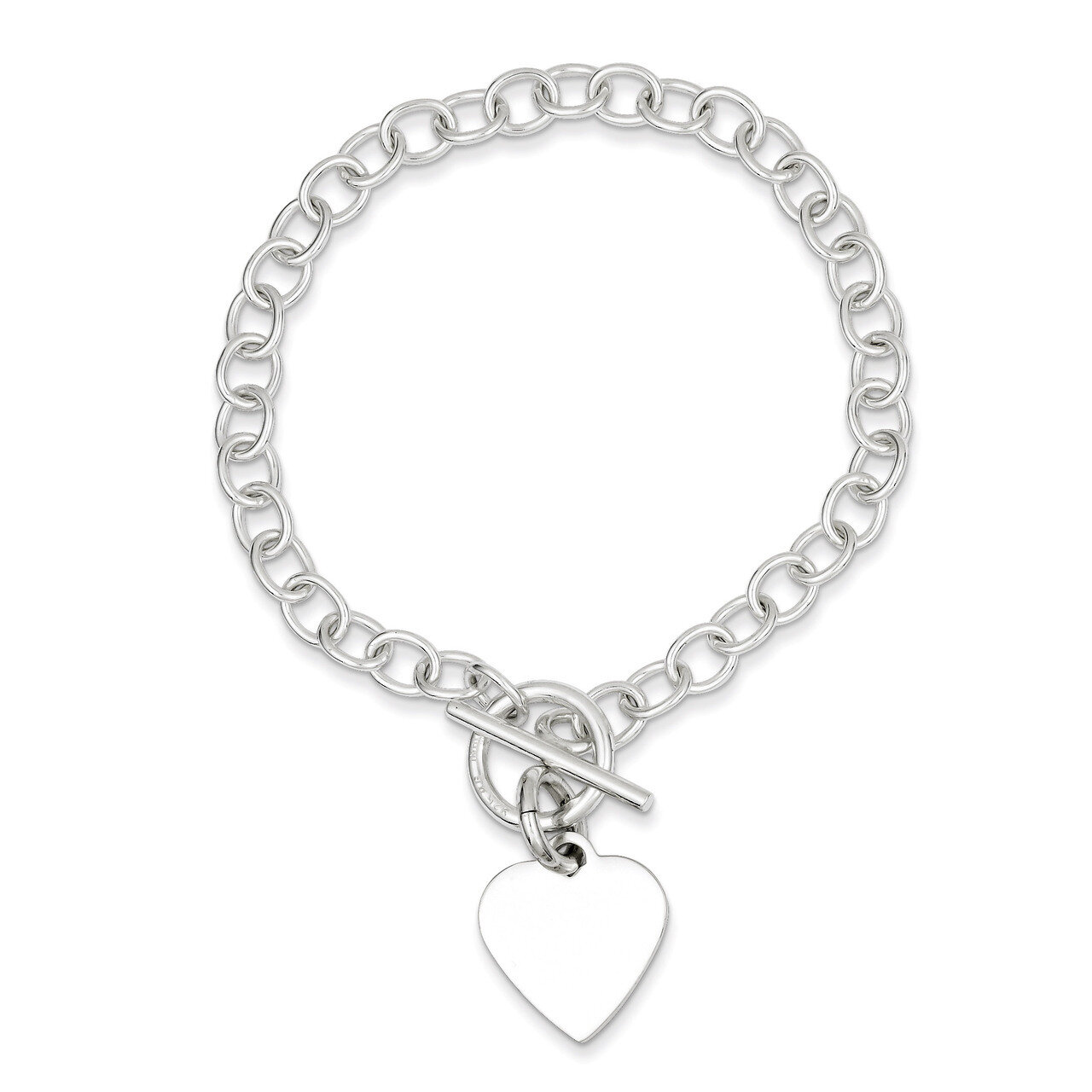 7.5 Inch Heart Charm Bracelet Sterling Silver Polished QG3283-7.5, MPN: QG3283-7.5, 886774638669