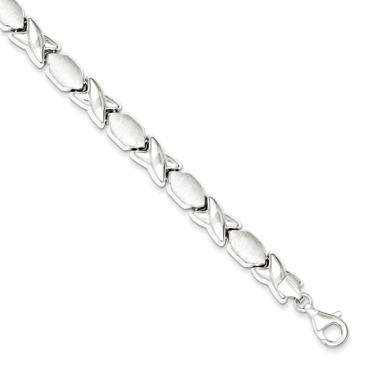 7 Inch Satin X O Bracelet Sterling Silver Polished QG3307-7, MPN: QG3307-7, 191101276231