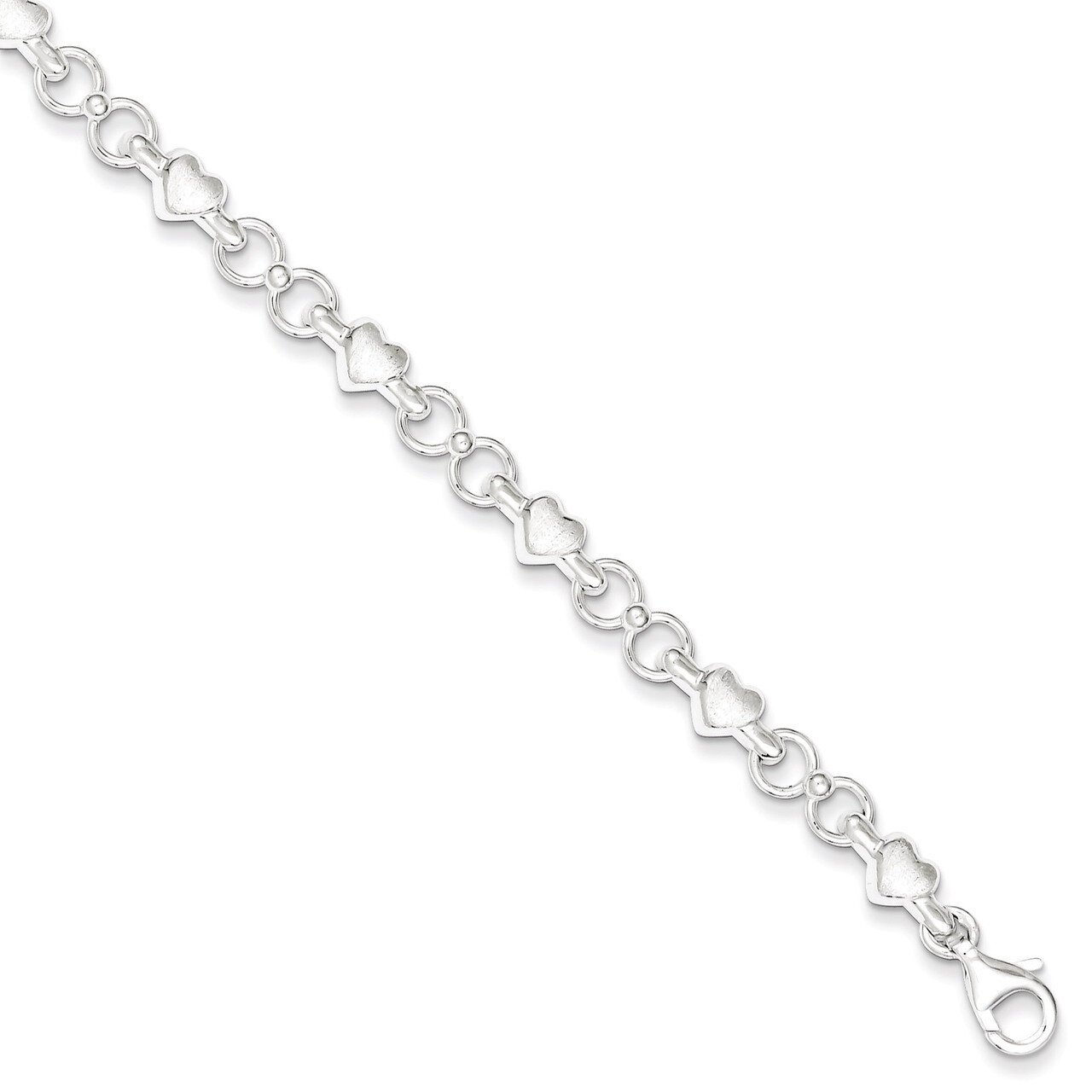 7.5 Inch Brushed Hearts Circles Bracelet Sterling Silver Polished QG3310-7.5, MPN: QG3310-7.5, 1911…