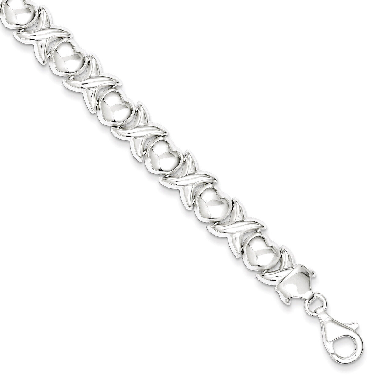 7 Inch X and O Bracelet Sterling Silver Polished QG3312-7