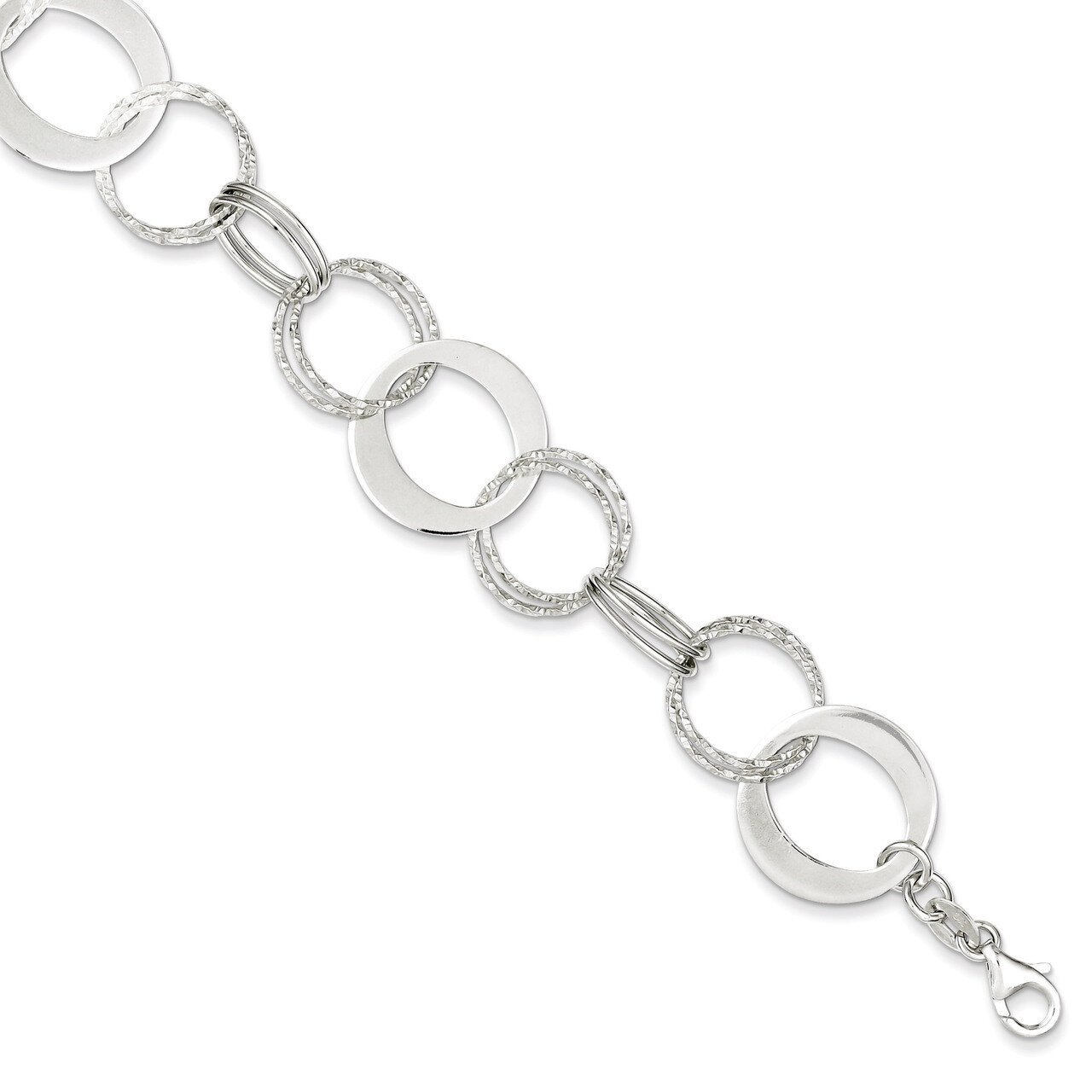7.5 Inch Textured Circle Link Bracelet Sterling Silver Polished QG3327-7.5, MPN: QG3327-7.5, 886774…