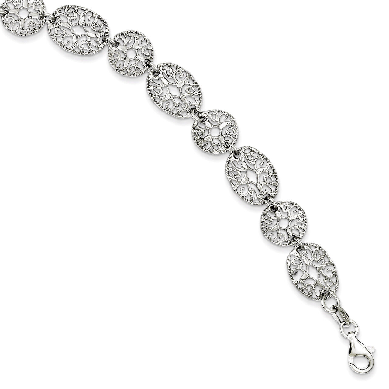 8.25 Inch Polished Circles Bracelet Sterling Silver Rhodium QG3335-8.25, MPN: QG3335-8.25, 19110163…