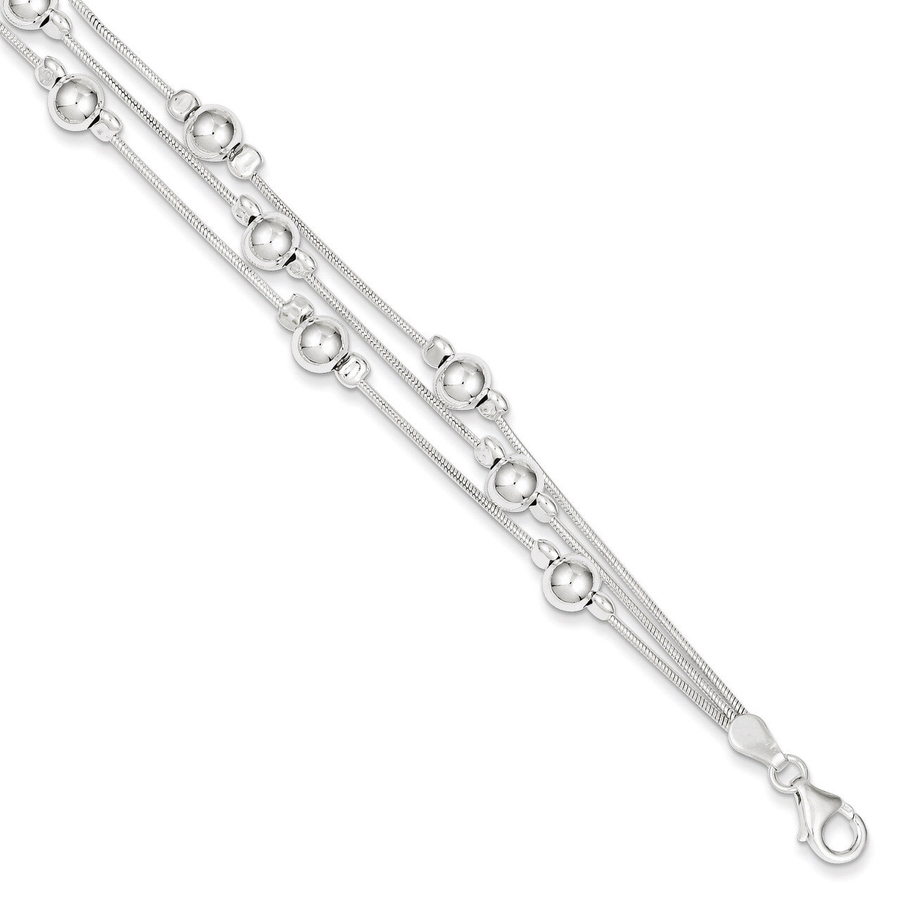 7.5 Inch Bead Snake Chain Bracelet Sterling Silver Polished QG3344-7.5, MPN: QG3344-7.5, 1911012946…