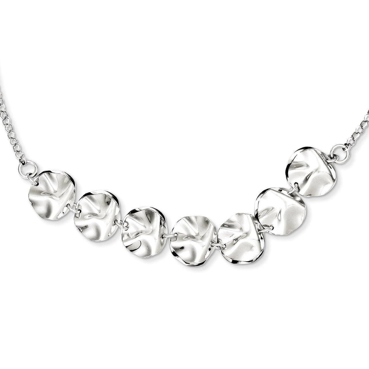 16 Inch Fancy &amp; 2 Inch Extension Necklace Sterling Silver Rhodium-plated QG3424-16, MPN: QG3424-16,…