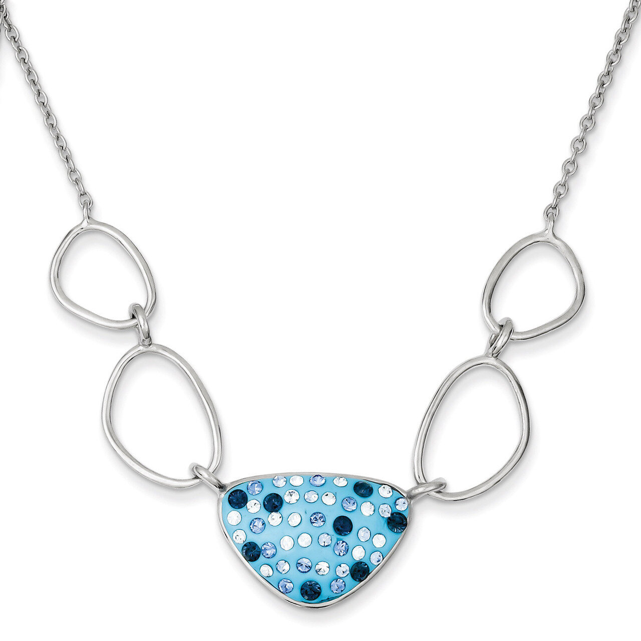 16 Inch Blue Preciosa Crystal Triangle Necklace Sterling Silver QG3452-16, MPN: QG3452-16,