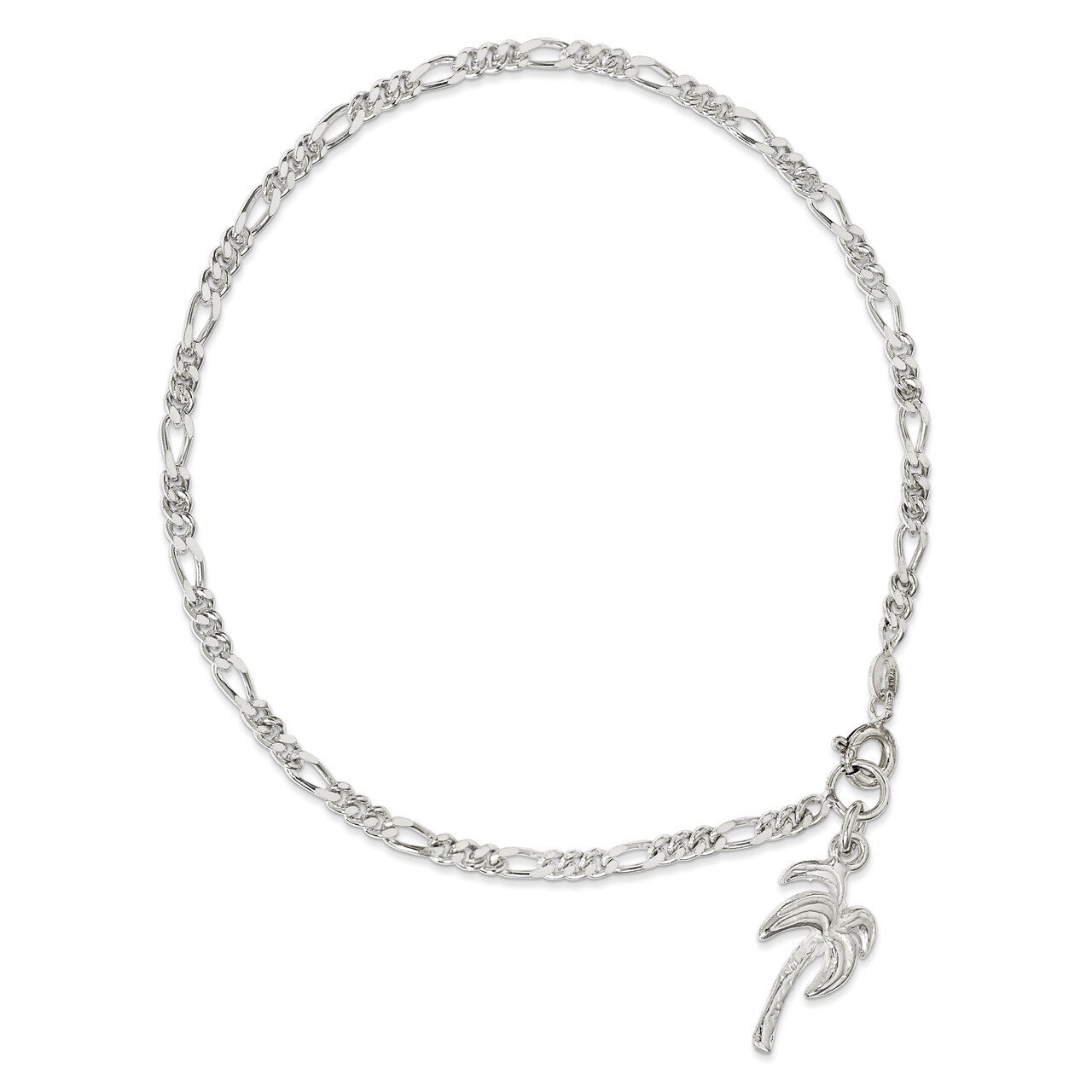 9 Inch Palm Tree Anklet Sterling Silver QG412-9, MPN: QG412-9, 886774115108
